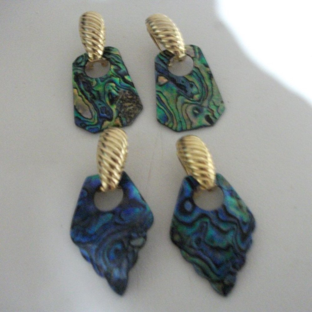 Abalone Shell dangle earrings (2 pairs)